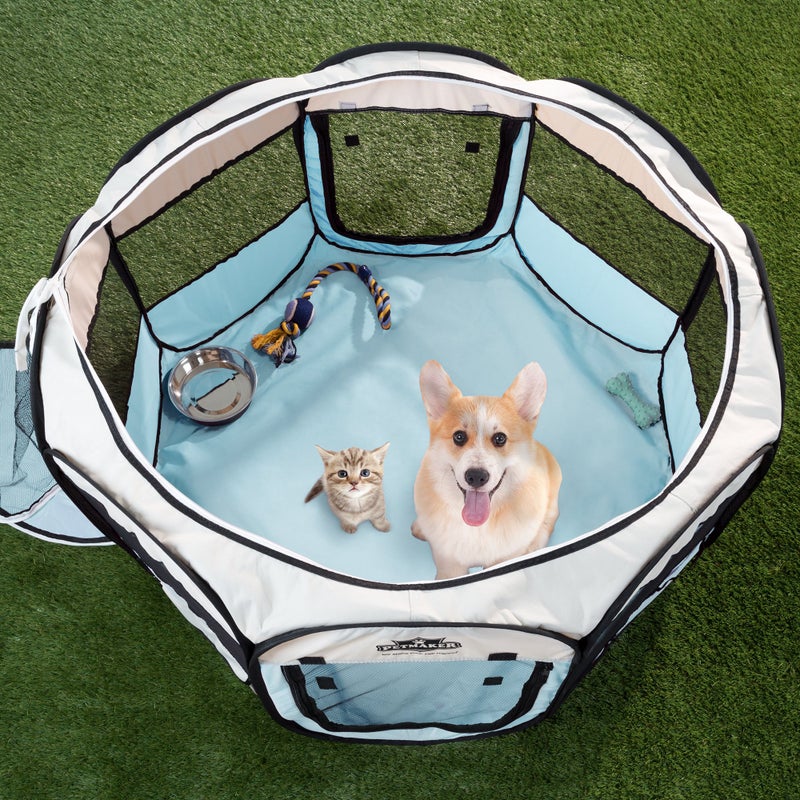 PETMAKER Pop-Up Pet Playpen - 38-Inch Indoor and Outdoor Dog Kennel with Carrying Bag - Portable Pet Enclosure for Dogs and Small Animals by PETMAKER (Blue) - Image 4